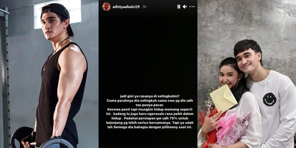 Adinda Azani dan Adhitya Alkatiri berpose bersama di pantai
